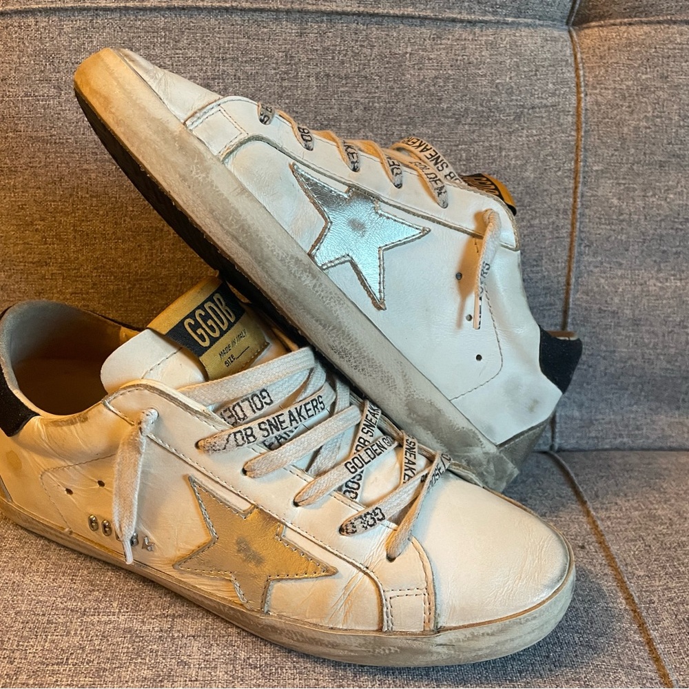 Golden Goose White Sneakers with Silver Star size 37 - Picture 2 of 8